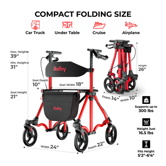 GlideEase Pro — Foldable 4-Wheel Rollator Walker